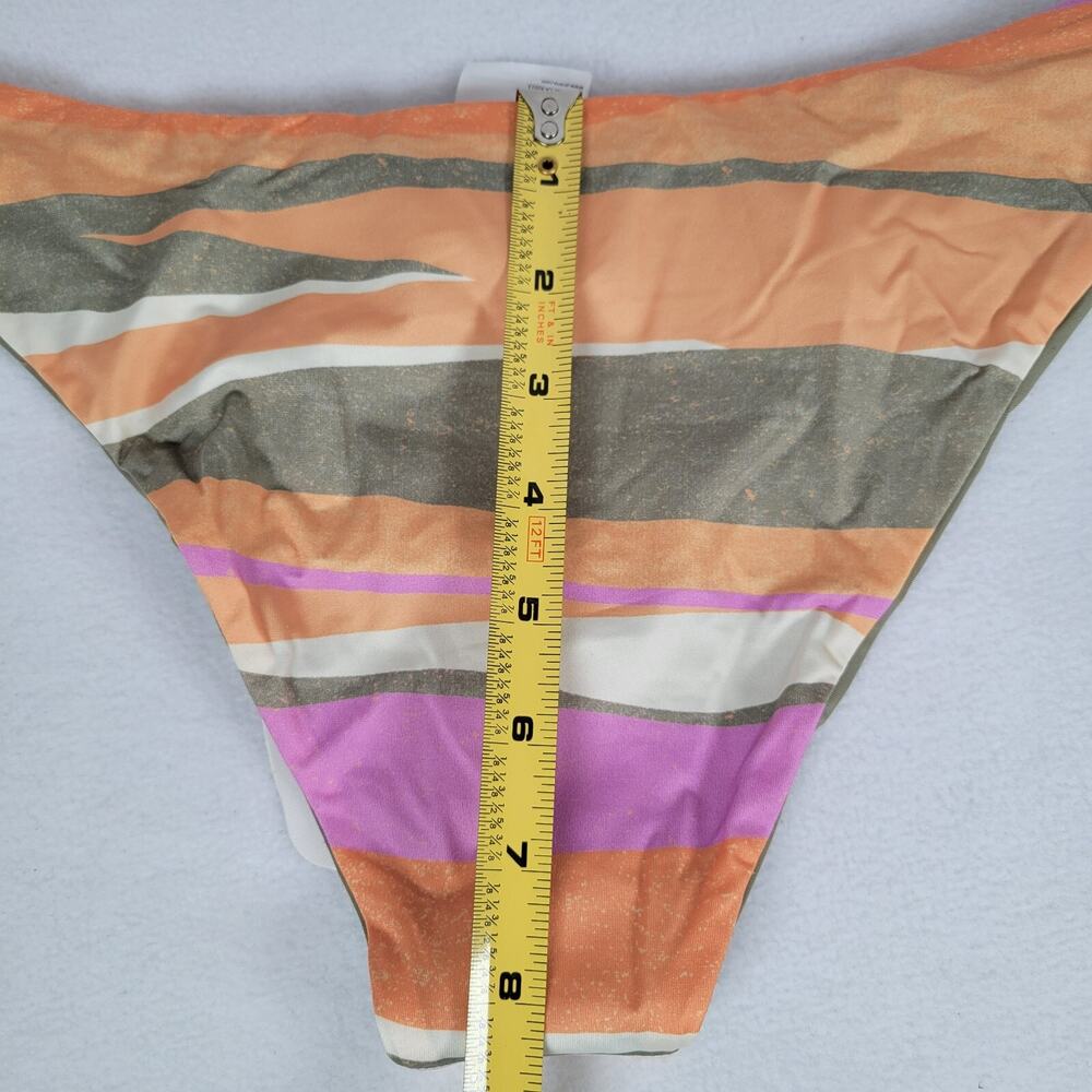 Prana Womens Elina Stripe Reversible Swim Bikini Bottom Size Small Orange Hi-Cut - Picture 8 of 10